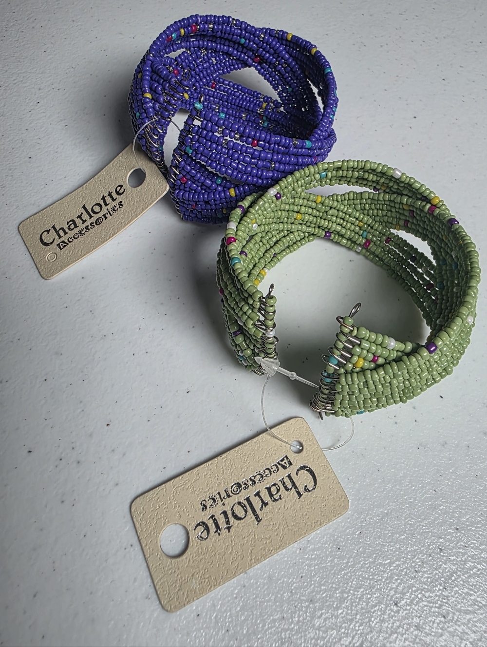 🚫⚠️SOLD🚫⚠️ Beaded Wrap Bracelet — Purple & Green